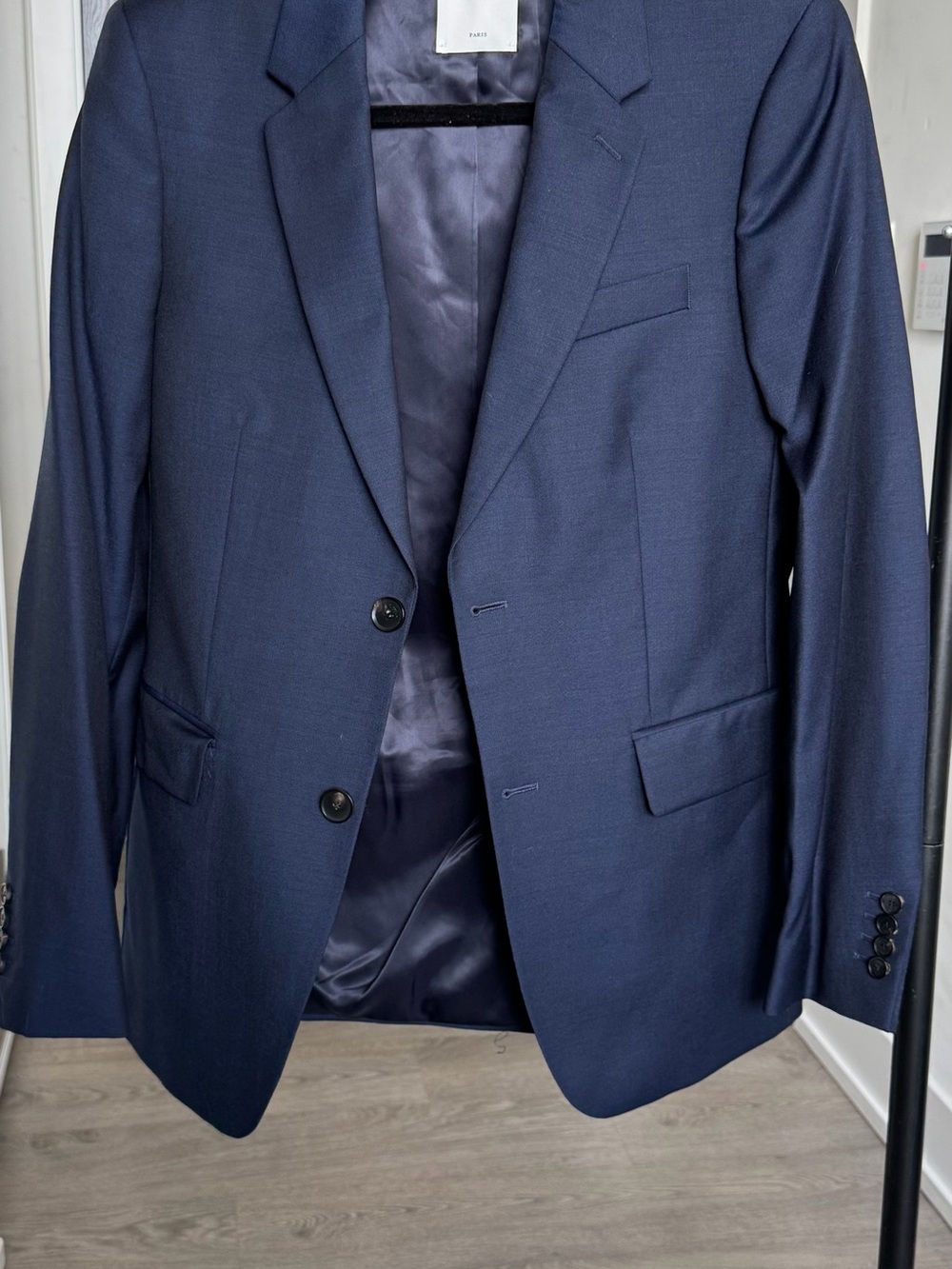 Sandro Men's Navy Blue Two-Button Suit Jacket
